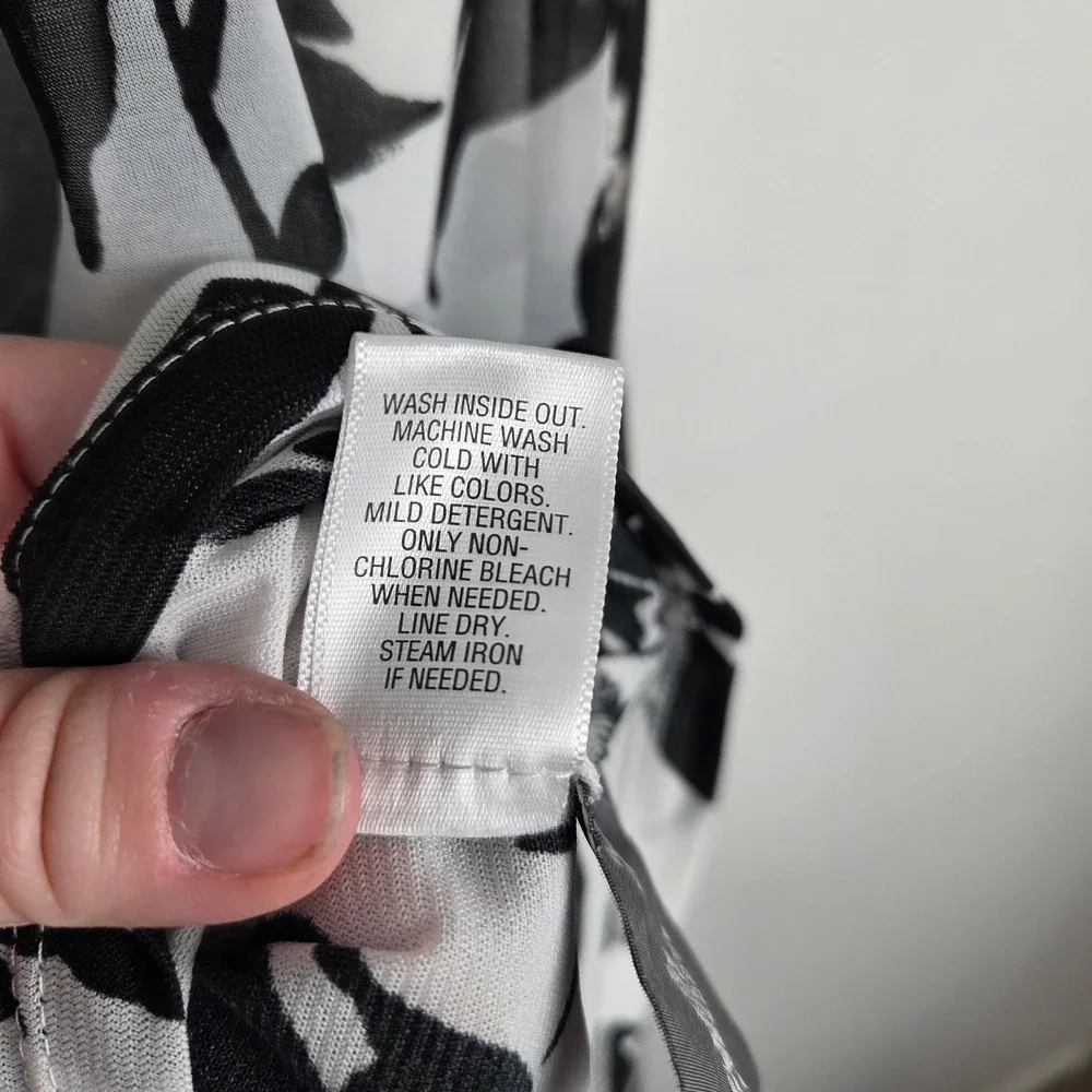 Simply Vera Vera Wang XS Black White Floral High Low Sleeveless Dress Vacation - Picture 8 of 11